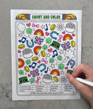 Load image into Gallery viewer, St. Patrick's Day coloring pages, St Pats Day coloring pages, leprechaun coloring pages, St Pats kids coloring, St Pats printable