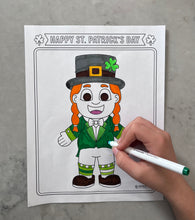 Load image into Gallery viewer, St. Patrick's Day coloring pages, St Pats Day coloring pages, leprechaun coloring pages, St Pats kids coloring, St Pats printable