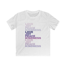 Load image into Gallery viewer, Love Joy Peace Kindness Kids Softstyle Tee
