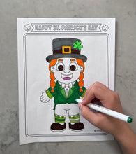 Load image into Gallery viewer, St. Patrick&#39;s Day Girl Leprechaun Coloring Page
