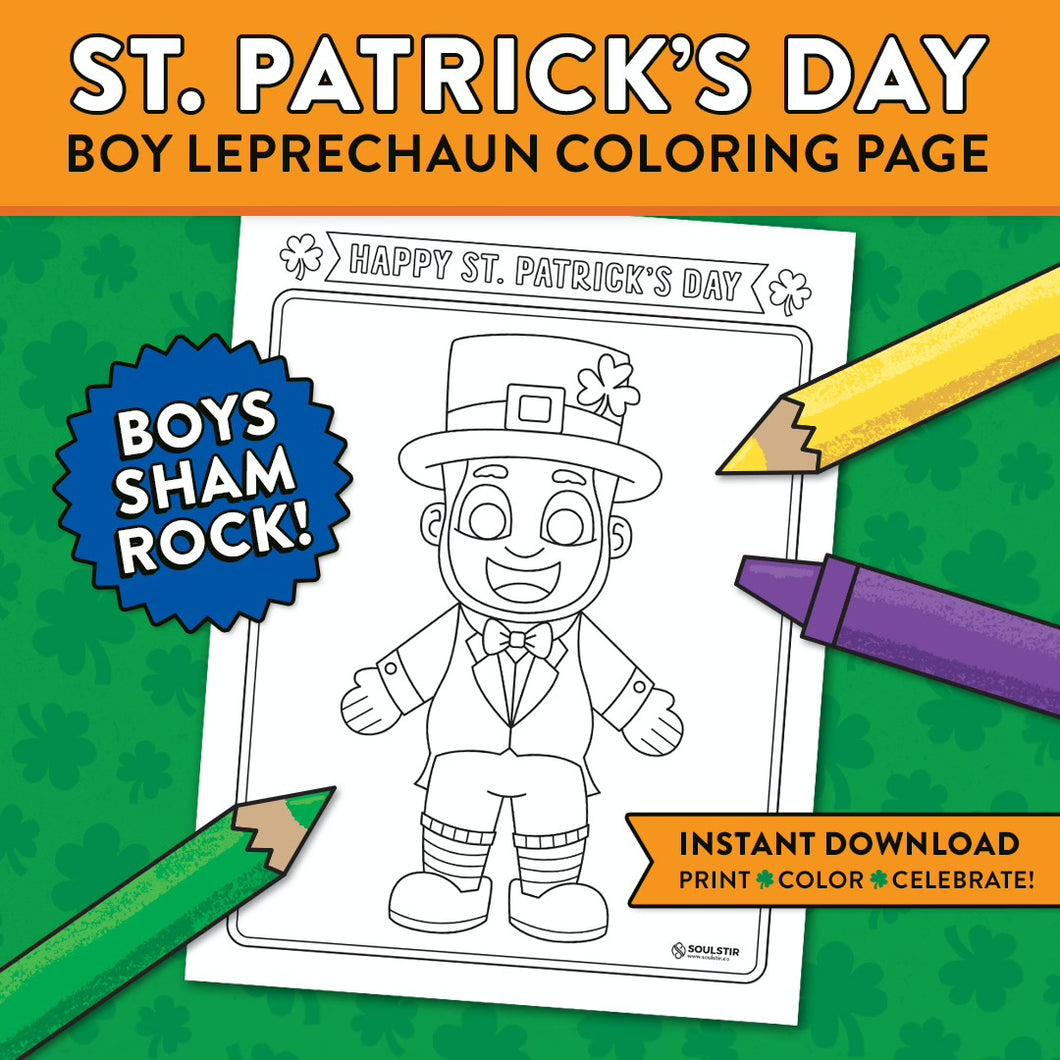 St. Patrick's Day Boy Leprechaun Coloring Page