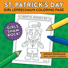 Load image into Gallery viewer, St. Patrick&#39;s Day Girl Leprechaun Coloring Page
